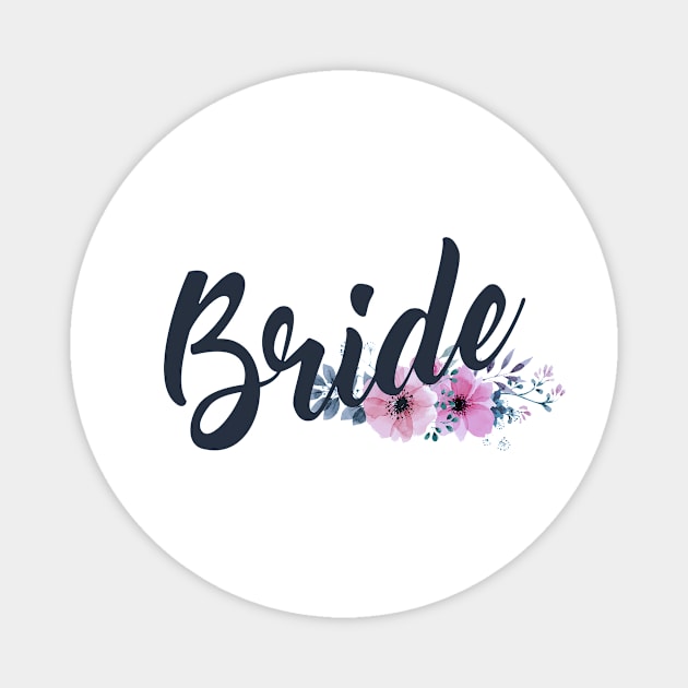 Bride Floral Wedding Calligraphy Design Magnet by Jasmine Anderson